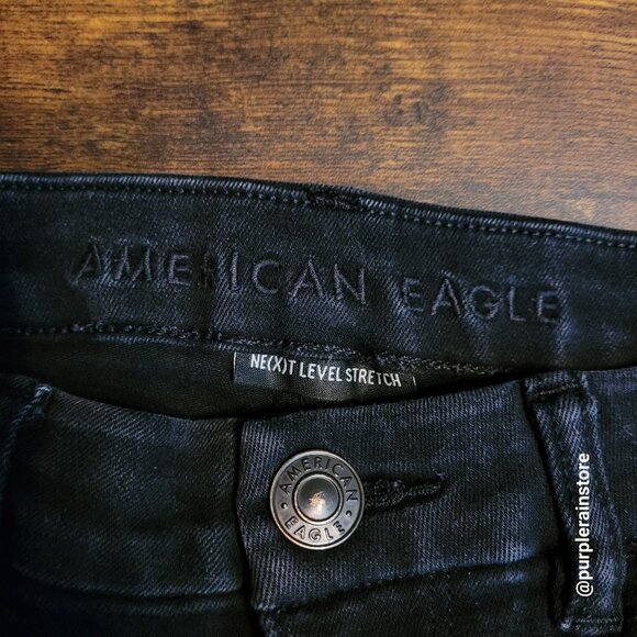 American Eagle Jeans 6 S Jegging Next Level Stretch Curvy Hi Rise Black Wash - Picture 4 of 12